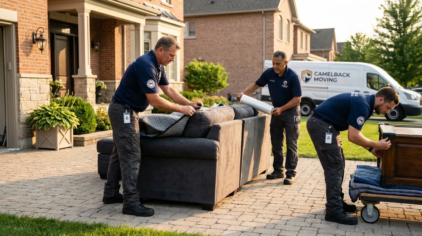 Large estate moving crew wrapping furniture in Newport, IN